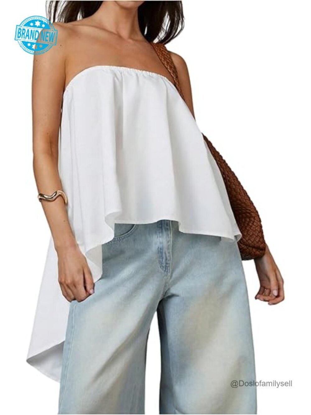 Asymmetrical High Low Tube Top Open Back Strapless Bandeau Blouse